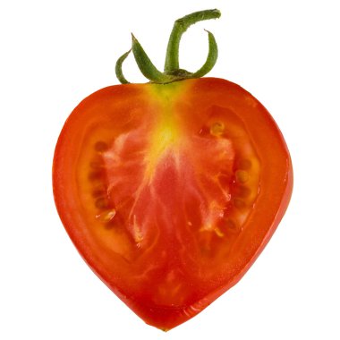 Beyaz arka plan üzerinde izole taze domates, ince dilim