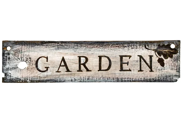 Vintage wooden sign on a white background - Garden — Stock Photo, Image