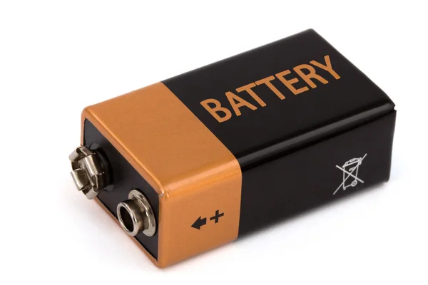 Een vierkante batterij, geïsoleerd op witte achtergrond — Stockfoto