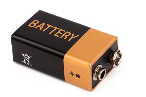 En fyrkantig batteri, isolerad på vit bakgrund — Stockfoto