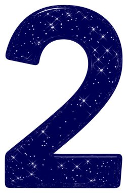 2 numara, 2 numara, yıldız gökyüzü dokusu taklidi, beyaz arkaplanda izole edilmiş, 3d görüntüleme