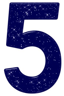 5 numara, 5 numara, yıldız gökyüzü taklidi, beyaz arkaplanda izole edilmiş, 3d görüntüleme