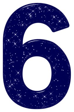 6 numara, 6 numara, yıldız gökyüzü taklidi, beyaz arkaplanda izole edilmiş, 3D görüntüleme