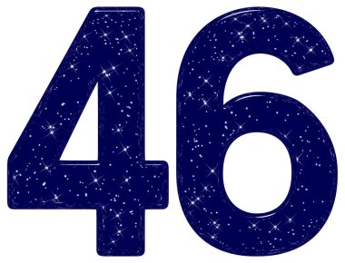 46 numara, 46 numara, yıldız gökyüzü taklidi, beyaz arkaplanda izole edilmiş, 3D görüntüleme