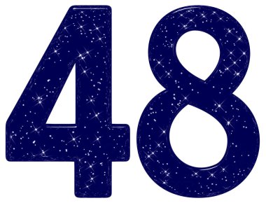 48 numara, 48 numara, yıldız gökyüzü taklidi, beyaz arkaplanda izole edilmiş, 3D görüntüleme