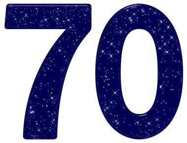 70, 70, yıldız gökyüzü taklidi, beyaz arka planda izole edilmiş, 3D görüntüleme