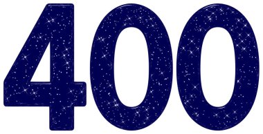 Numara 400, dört yüz, yıldız gökyüzü taklidi, beyaz arkaplanda izole edilmiş, 3D görüntüleme