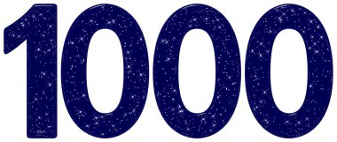 1000 numara, 1000 numara, yıldız gökyüzü taklidi, beyaz arkaplanda izole edilmiş, 3D görüntüleme