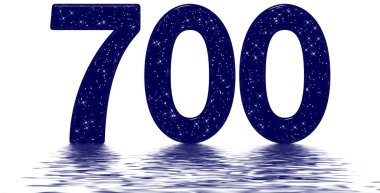 Suyun yüzeyine yansıyan 700, 700, 700, yıldız gökyüzü taklidi, beyaz üzerine izole edilmiş, 3 boyutlu.