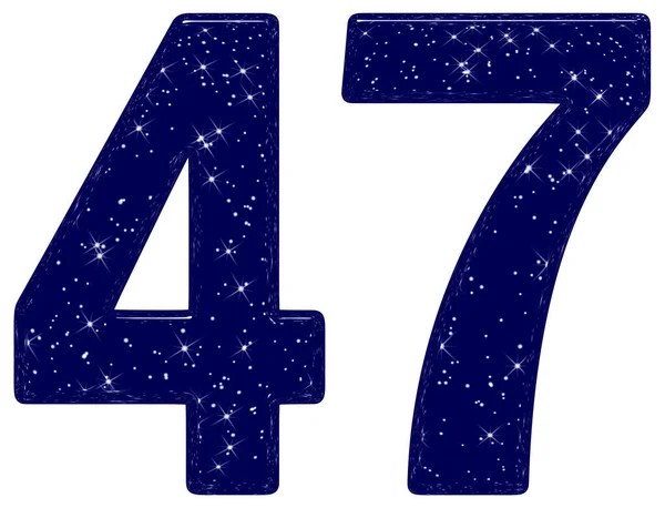 Numeral 47, cuarenta y siete, imitación de textura de cielo estrellado