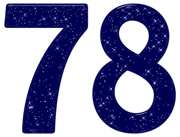 Число Сімдесят Вісім Імітація Текстури Зоряного Неба Ізольовано Білому Тлі — стокове фото