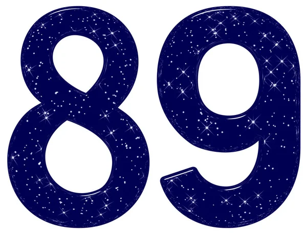 Число Вісімдесят Дев Ять Імітація Текстури Зоряного Неба Ізольовано Білому — стокове фото