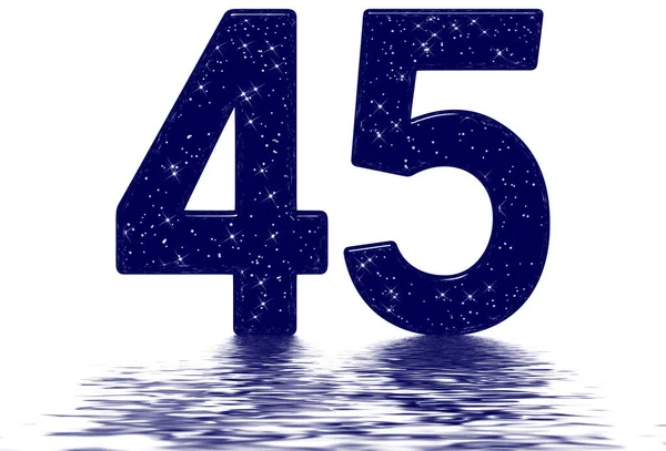 Numeral Forty Five Star Sky Texture Imitation Reflected Water Surface — Stock Photo, Image