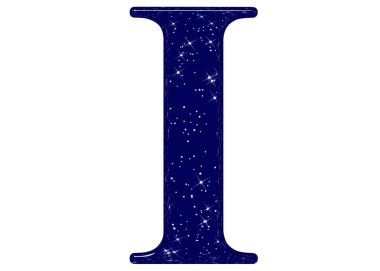 Roma rakamı 1, 1, yıldız gökyüzü taklidi, beyaz arkaplanda izole edilmiş, 3D görüntüleme