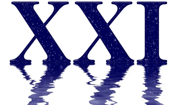 Numeral Romano Imitação Textura Céu Estrela Refletida Superfície Água Isolado — Fotografia de Stock