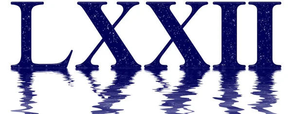Romana Numeral Setenta Dois Imitação Textura Céu Estrela Refletida Superfície — Fotografia de Stock