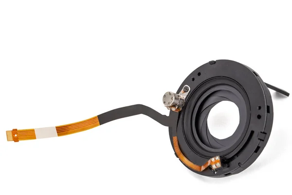 Linsöppning Enhet Med Flex Kabel Och Motor Isolerad Vit Bakgrund — Stockfoto