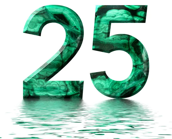 Número Arábigo Veinticinco Malaquita Verde Natural Reflejado Superficie Del Agua —  Fotos de Stock