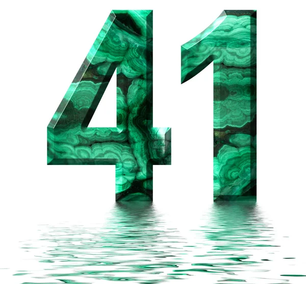 Arabisch Cijfer Eenenveertig Van Natuurlijk Groen Malachiet Gereflecteerd Het Wateroppervlak — Stockfoto