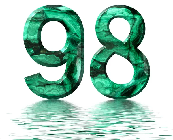 Número Arábigo Noventa Ocho Malaquita Verde Natural Reflejado Superficie Del —  Fotos de Stock