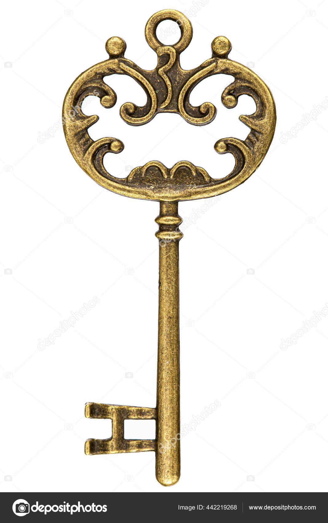Bronze Key Decorative Element Design Isolated White Background Stock Photo by ©kostyuchenko