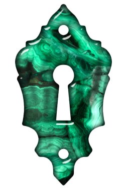 Anahtar deliği, dekoratif tasarım ögesi, malachite taklidi, beyaz arkaplanda izole edilmiş, 3d render