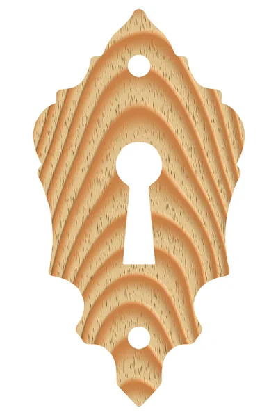 Dziurka Klucza Element Dekoracyjny Imitacja Naturalnej Struktury Drewna Izolowany Białym — Zdjęcie stockowe