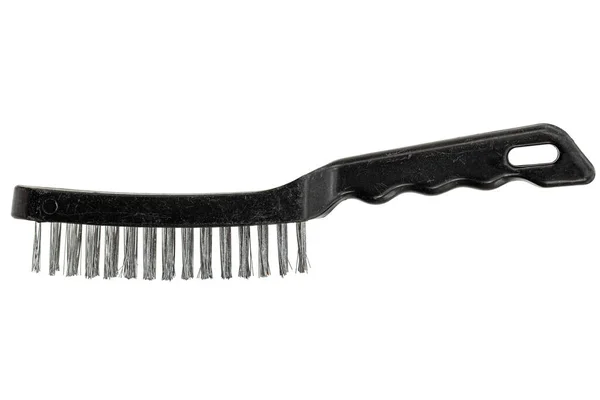Steel Wire Brush Handle Black Plastic Cleaning Polishing Hard Metal — Stock Photo, Image