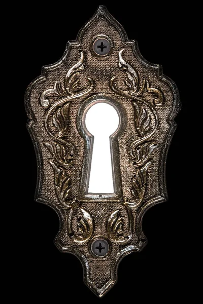 黒の背景に隔離された鍵穴の明るい光 装飾的なデザイン要素 — ストック写真
