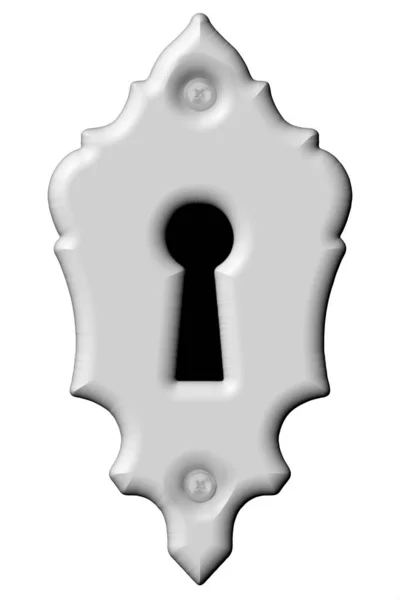 鍵穴の暗闇 装飾的なデザイン要素 模倣プラスチック 白い背景に隔離された 3Dレンダリング — ストック写真