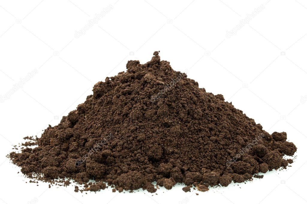 Heap of soil isolated on white background