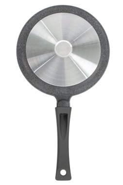 Yapışmayan gri tava, dikiz aynası, beyaz arka planda izole edilmiş.