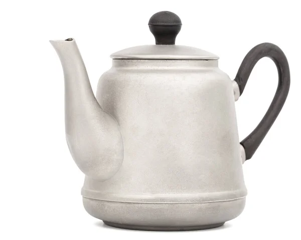 Antike Teekanne Aus Metall Antike Teekanne Silberne Teekanne Metallteekanne Isoliert — Stockfoto