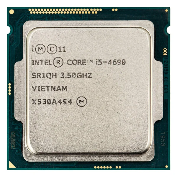 Cpu Intel Core 4690 Jednostka Centralna Microchip Izolowany Białym Tle — Zdjęcie stockowe