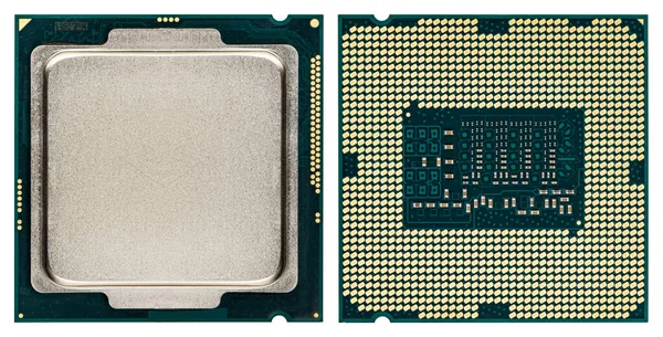 Mikroprocesor Jednostka Centralna Izolowany Białym Tle — Zdjęcie stockowe