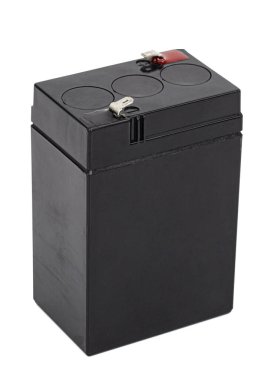 Asit doldurulabilir batarya, beyaz arkaplanda izole edilmiş.