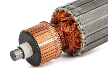 Beyaz arkaplanda izole edilmiş, çapa veya elektrikli motor yakın plan pervane