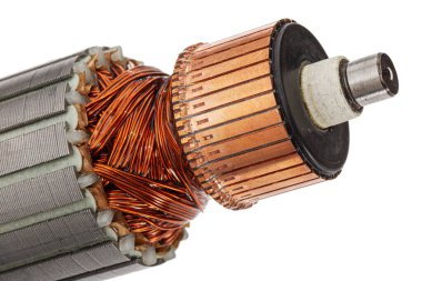 Beyaz arkaplanda izole edilmiş, çapa veya elektrikli motor yakın plan pervane