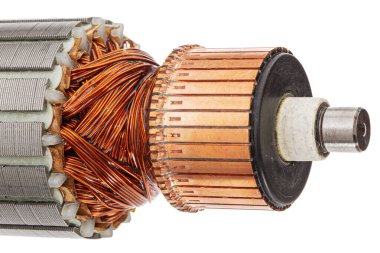 Beyaz arkaplanda izole edilmiş, çapa veya elektrikli motor yakın plan pervane