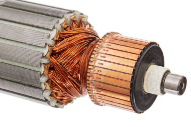 Beyaz arkaplanda izole edilmiş, çapa veya elektrikli motor yakın plan pervane
