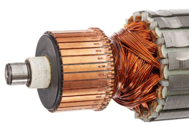 Beyaz arkaplanda izole edilmiş, çapa veya elektrikli motor yakın plan pervane