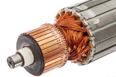 Beyaz arkaplanda izole edilmiş, çapa veya elektrikli motor yakın plan pervane