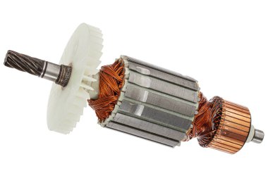 Beyaz arkaplanda izole edilmiş, çapa veya elektrikli motor yakın plan pervane