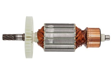 Beyaz arkaplanda izole edilmiş, çapa veya elektrikli motor yakın plan pervane