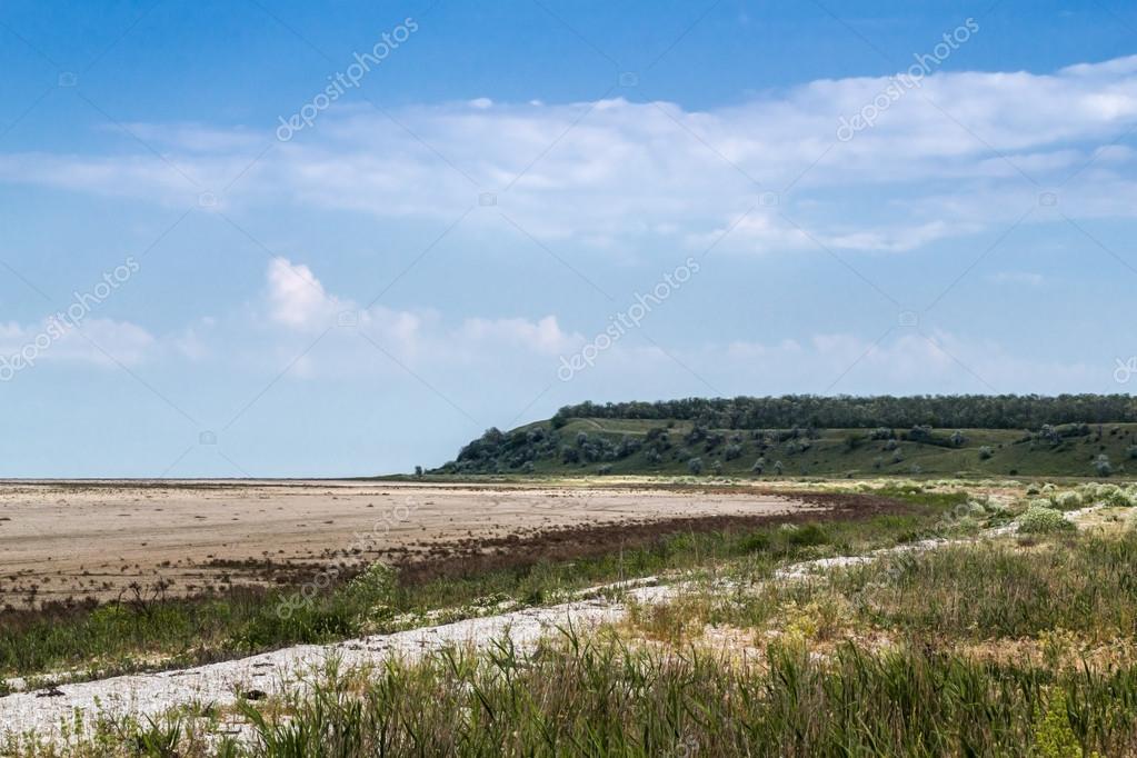 The shore of the dried lake