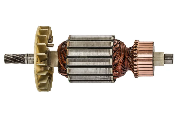 Rotor elektrik motoru yakın çekim, izole beyaz arka plan üzerinde