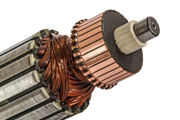 Rotor elektrik motoru yakın çekim, izole beyaz arka plan üzerinde