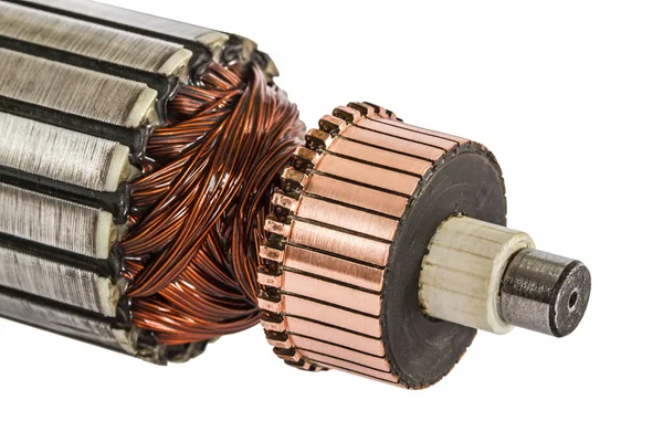 Rotor de close-up do motor elétrico, isolado sobre fundo branco — Fotografia de Stock