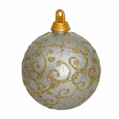 Beyaz arka plan üzerinde izole güzel gümüş Noel top