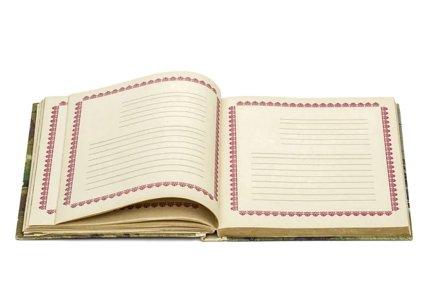 Otevřené starý notebook, izolovaných na bílém pozadí — Stock fotografie